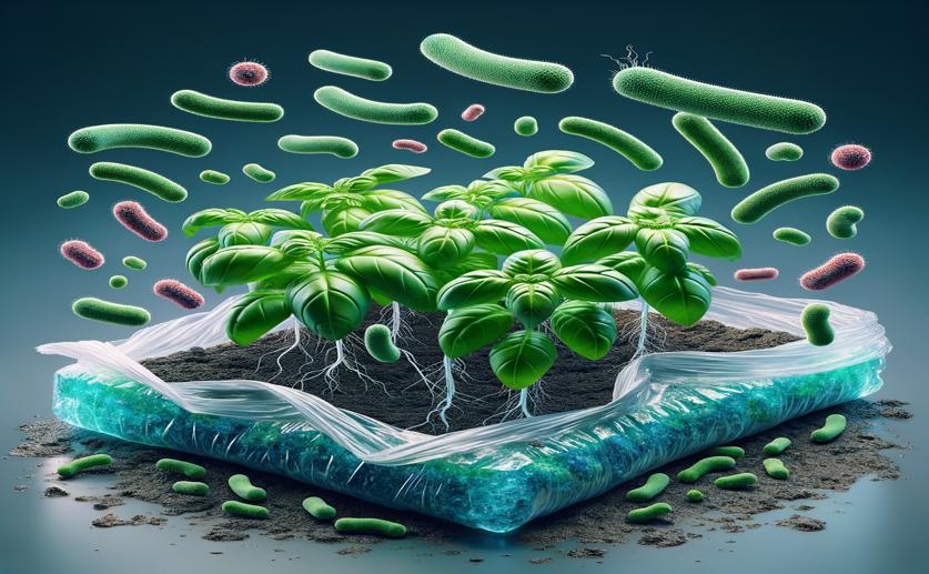Bacteria Can Transfer from Plastic Mulch to Basil and Spinach Salad Leaves