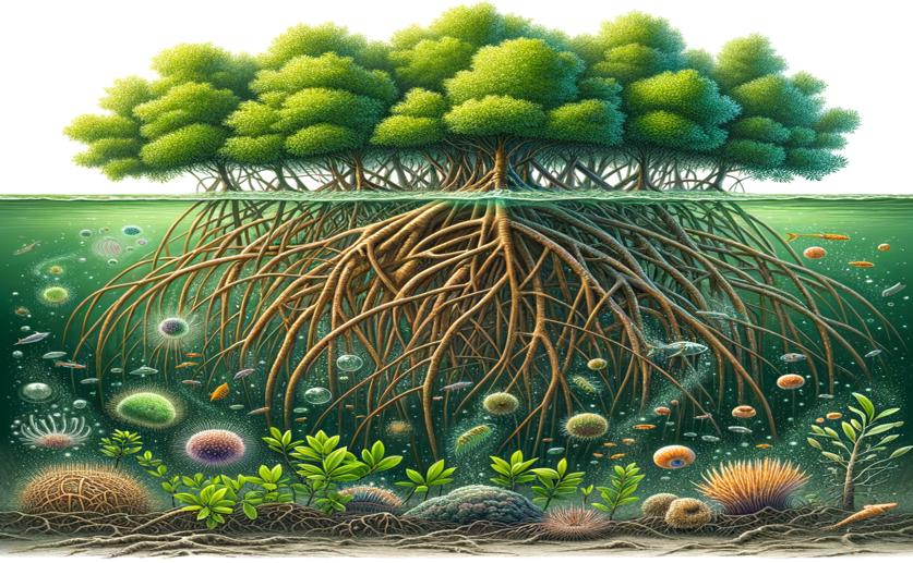 Life in Mangroves: A Cooperative Microbiome Revealing Hidden Resources