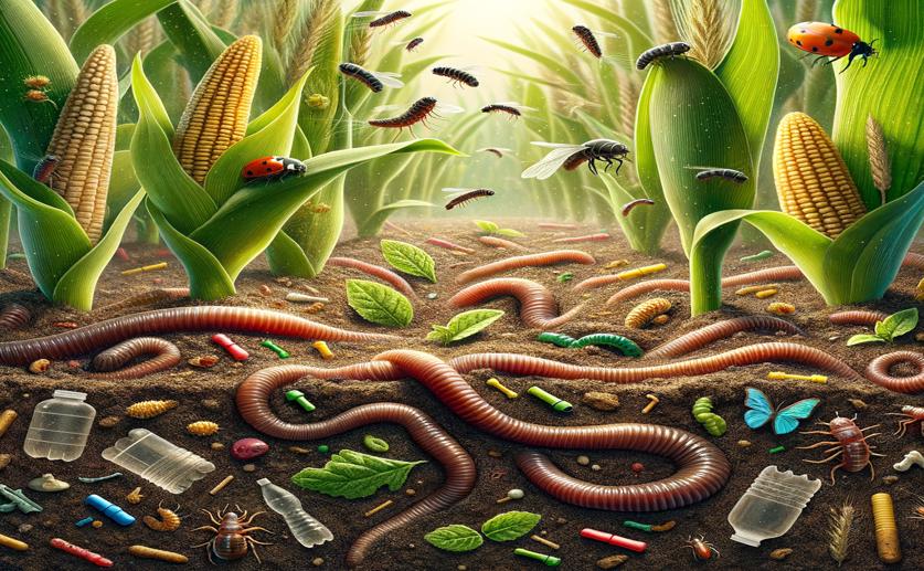 Earthworms Help Crops Fight Insects Even When Microplastics Are Present